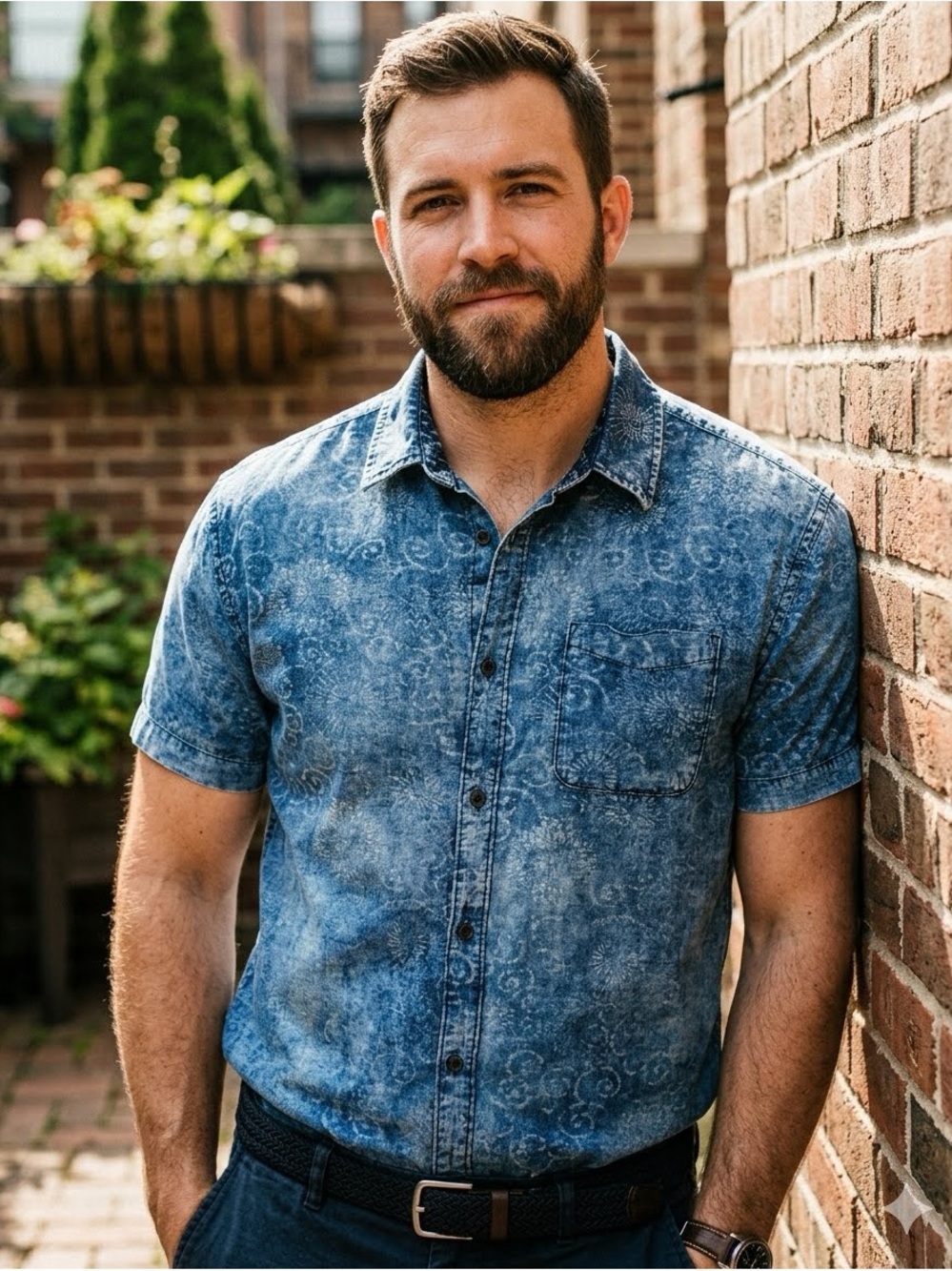 Jack and jones Vintage-Style Blue Denim Short-Sleeve Shirt xxl